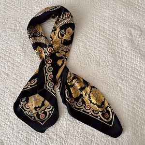 Vintage Gold Baroque Jewels Coronation Kaleidoscope Bejeweled Handkerchief Scarf